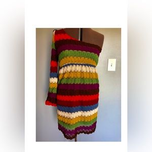 Judith March one shoulder crochet fall dress
